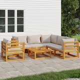 Maison Chic Seti vrtnega pohištva - Vrtna garnitura - Vrtni pohištvo set 7-delna svetlo sive blazine trden les, (21803937) | Shoptok.si