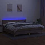  Krevet box spring s madracem LED smeđesivi 200x200 cm tkanina | shoptok.hr