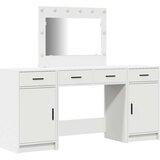 vidaXL set 3 bela mdf, steklo kompaktno toaletna miza pravokotna | Shoptok.si