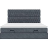 vidaXL Otomanski posteljni okvir z vzmetnicami siv 180x200cm žamet | Shoptok.si