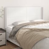  Uzglavlje s ušima bijelo 203x16x118/128 cm od umjetne kože | shoptok.hr