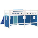  Dječji krevet na kat i zavjese plavi 80 x 200 cm borovina | shoptok.hr