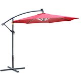 Outsunny Vrtni dežnik z ročajem z ročico in 8 pasovi LED na sončno energijo Φ295x245cm, temno rdeča, (20744571) Cene