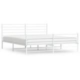 The Living Store Kovinski posteljni okvir z vzglavjem in vznožjem bel 200x200 cm - Posteljni Okvir, (21527747) | Shoptok.si