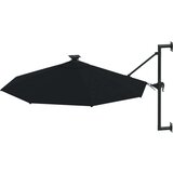  Zidni suncobran s LED svjetlima i metalnom šipkom 300 cm crni | shoptok.hr