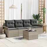 vidaXL 5-delna vrtna sedežna garnitura s blazinami svetlo siva poli ratan | Shoptok.si