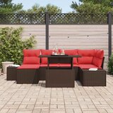  Sjedeća garnitura za vrt 7 kom. Smeđa i crvena poliratan 264 x 154 x 85 cm | shoptok.hr