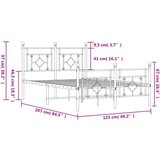 Metalni okvir kreveta uzglavlje i podnožje bijeli 120x200 cm | shoptok.hr