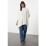 Trendyol Ecru Wide Pattern Stand Collar Knitwear Sweater Cene