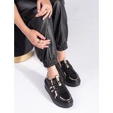 Shelvt Black leather platform sneakers | shoptok.hr
