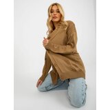 Fashion Hunters Camel oversize cardigan with holes by RUE PARIS Cene
