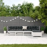  The Living Store Vrtna sedežna garnitura 5-delna z blazinami bela trdna borovina - Vrtna Sedežna Garnitura, (21481918) | Shoptok.si