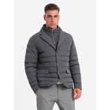Ombre Men's quilted jacket with jacket cut - graphite | Shoptok.si