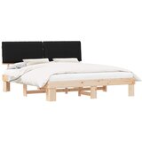 vidaXL Posteljni okvir z oblazinjenim vzglavjem Črna 180 x 200 cm, (5000103760) | Shoptok.si