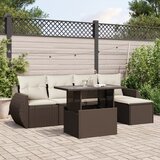  6-dijelni set vrtnih sofa od poliratana s jastucima smeđi | shoptok.hr