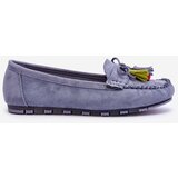 Boto Suede Loafers With Bow And Fringes Blue Dorine | Shoptok.si