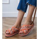 D/CEO Orange flip-flops with rhinestones on the straps Kelara | Shoptok.si