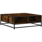 vidaXL Klubska mizica dimljeni hrast 80x80x30 cm inž. les in kovina | Shoptok.si