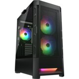 Cougar Airface RGB Crno Kućište | Mid Tower PC Kućište s Mrežastom Prednjom Pločom i ARGB Ventilatorima Cijene