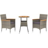  3-dijelni vrtni bistro set od poliratana s jastucima sivi | shoptok.hr