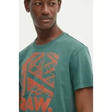 G-star Raw Bombažna kratka majica moška, zelena barva, D24685-C506