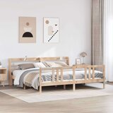 vidaXL Posteljni okvir z vzglavjem 200x200 cm trdna borovina, (21311334) | Shoptok.si