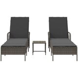  Ležaljka 3 pcs Siva i tamno siva 55 x 200 x 92 cm poliratan | shoptok.hr