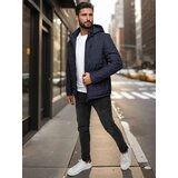 DStreet Kurtka męska pikowana z kapturem granatowa | Shoptok.si