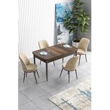 Hanah home trpezarijski set Han, sto na razvlačenje i 4 stolice, ploča u dekoru drveta Baroque, krem tkanina Jerry | Eponuda.com