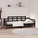 vidaXL dnevna postelja črna trdna borovina 90x200 cm Cene