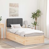 vidaXL Posteljni okvir z oblazinjenim vzglavjem z vzglavjem Temno siva | Shoptok.si