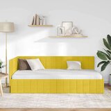 vidaXL Kutni okvir kreveta s uzglavljem Žuta 90 x 190 cm Baršun | shoptok.hr