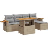 vidaXL 7-dijelni set vrtnih sofa s jastucima bež od poliratana bagrem | shoptok.hr
