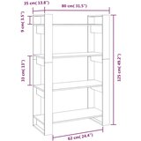 Ormarić za knjige / pregrada crni 80x35x125 cm od borovine | Eponuda.com