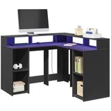 Maison Chic Pisalna miza - pisarniška miza - Računalniška miza z LED lučkami črna 130x130x91 cm inženirski les, (21785221) | Shoptok.si