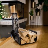 Kondela Pribor za kamin, kovano železo/les, temno siva/naravna, RALFO | Shoptok.si