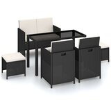  Zunanja jedilna garnitura z blazinami 6-delna poli ratan črna, (20681047) | Shoptok.si