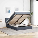 vidaXL Otomanski krevet s madracem&LED tamnosivi 140x190 cm baršunasti | shoptok.hr