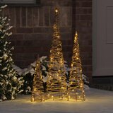  Božićno drvce 3 pcs Topla bijela 20 x 20 x 80 cm Ratan | Eponuda.com