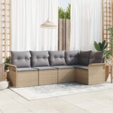 vidaXL set vrtlarskog kauča od 5 komada s jastučićima bež poli ratan | shoptok.hr