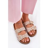 Boto Women's Fabric Slippers On Cork Platform With Buckles Gold Osoffe | ePonuda.com