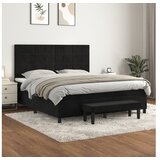 vidaXL Box spring postelja z vzmetnico črna 180x200 cm žamet | Shoptok.si