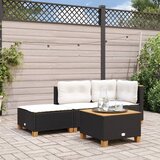 vidaXL Vrtni stolček z blazino črn 63,5x56x32 cm poli ratan Cene