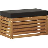  Vanjska stolica klupa s jastukom Prirodna 80 x 43 x 37 cm - Prirodna i crno 80 cm Zatvoren prostor za noge | shoptok.hr