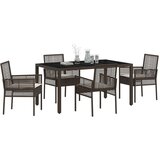  Set za blagovanje na otvorenom od 5 dijelova s jastučićima smeđi poliratan | shoptok.hr