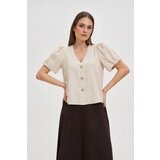 Marisse Beige Viscose And Linen Shirt Cene
