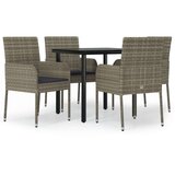  5-dijelni vrtni blagovaonski set crno-sivi od poliratana | shoptok.hr