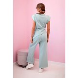 Kesi Włoski Set asymmetrical blouse + pants dark mint | Shoptok.si