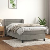 The Living Store Box spring postelja z vzmetnico svetlo siva 90x200 cm žamet - Box Spring Postelja, (21488967) Cene