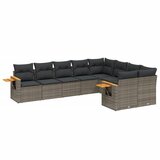  The Living Store Vrtna sedežna garnitura 9-delna z blazinami siv poli ratan - Vrtna Sedežna Garniture, (21443333) | Shoptok.si